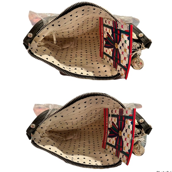 Brighton Holiday Love & Joy Pouch Canvas Hearts Bow Rainbow Colorful Purse NWT - Picture 5 of 10